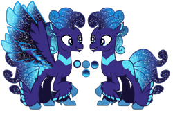 Size: 1700x1200 | Tagged: safe, artist:galeemlightseraphim, oc, oc only, classical hippogriff, hippogriff, duo, ethereal mane, male, simple background, starry mane, transparent background, wings