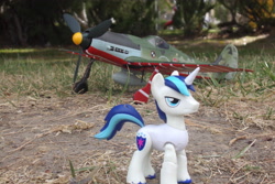 Size: 4608x3072 | Tagged: safe, artist:dingopatagonico, shining armor, pony, g4, guardians of harmony, irl, misadventures of the guardians, photo, plane, solo, toy, world war ii