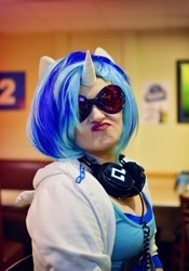 Size: 2140x3056 | Tagged: safe, artist:rosie girl cosplay, dj pon-3, vinyl scratch, human, g4, clothes, cosplay, costume, everfree northwest, everfree northwest 2017, high res, irl, irl human, photo, solo