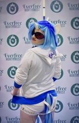Size: 2140x3322 | Tagged: safe, artist:rosie girl cosplay, dj pon-3, vinyl scratch, human, g4, clothes, cosplay, costume, everfree northwest, everfree northwest 2017, high res, irl, irl human, looking back, photo, solo