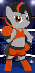 Size: 1080x2257 | Tagged: safe, artist:toyminator900, oc, oc:dusk strike, pegasus, pony, bipedal, boxing, clothes, female, mare, sports