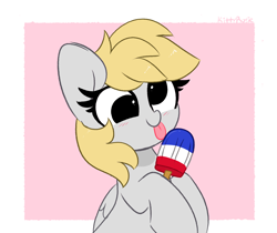 Size: 4760x4000 | Tagged: safe, artist:kittyrosie, derpy hooves, pegasus, pony, g4, blushing, bomb pop, cute, derpabetes, food, licking, popsicle, solo, tongue out