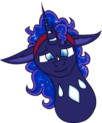 Size: 714x859 | Tagged: safe, artist:musical-medic, oc, oc:momence, changepony, hybrid, bust, interspecies offspring, offspring, parent:oc:elytra, parent:princess luna, parents:canon x oc, simple background, solo, transparent background