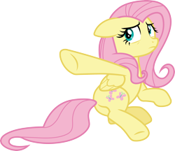 Size: 3470x3000 | Tagged: safe, artist:cloudy glow, fluttershy, pegasus, pony, fame and misfortune, g4, .ai available, ears back, female, floppy ears, folded wings, frown, high res, hooves, look of betrayal, mare, pink mane, pink tail, simple background, solo, tail, transparent background, underhoof, vector