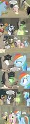 Size: 1135x4574 | Tagged: safe, artist:silverbuller, edit, edited screencap, screencap, biff, daring do, doctor caballeron, fluttershy, rainbow dash, rogue (g4), withers, earth pony, pegasus, pony, daring doubt, g4, season 9, ascot tie, awkward, better than canon, blushing, boop, clothes, comic, cute, dashabetes, fedora, female, hat, henchmen, implied daballeron, implied shipping, implied straight, male, mare, necktie, noseboop, pith helmet, screencap comic, shirt, shyabetes, stallion, sunglasses