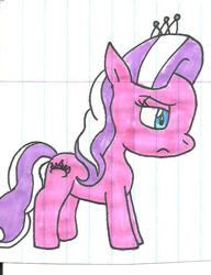 Size: 528x688 | Tagged: safe, artist:cmara, diamond tiara, earth pony, pony, g4, female, filly, foal, lined paper, solo, traditional art