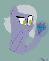 Size: 1476x1824 | Tagged: safe, artist:realgero, limestone pie, earth pony, pony, g4, female, heart, mare, rock, solo, thinking