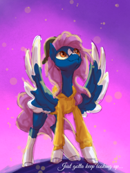 Size: 1080x1440 | Tagged: safe, artist:shaslan, oc, oc only, pegasus, pony, hooves, looking up, pegasus oc, smiling, solo, spread wings, standing, wings