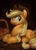 Size: 2969x4096 | Tagged: safe, artist:winpuss, applejack, earth pony, pony, g4, apple, apple basket, basket, female, food, high res, lying down, mare, prone, solo
