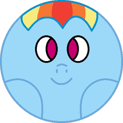 Size: 407x407 | Tagged: safe, artist:mega-poneo, rainbow dash, pegasus, pony, g4, ball, female, mare, morph ball, rainball, simple background, solo, transparent background