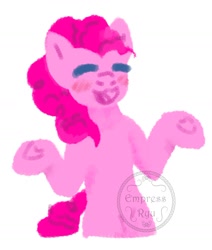 Size: 1234x1453 | Tagged: safe, artist:empress_ryu, pinkie pie, earth pony, pony, g4, blush sticker, blushing, female, happy, mare, request, requested art, signature