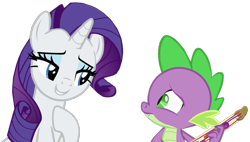 Size: 1197x680 | Tagged: safe, edit, edited screencap, editor:twilyisbestpone, screencap, rarity, spike, dragon, pony, unicorn, best gift ever, g4, background removed, duo, female, male, not a vector, ship:sparity, shipping, simple background, straight, transparent background
