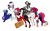 Size: 4603x2878 | Tagged: safe, artist:greenarsonist, artist:malinraf1615, artist:snows-undercover, derpibooru exclusive, starlight glimmer, oc, oc only, oc:foxy, oc:gusty gale, oc:painted lilly, oc:strawberry quinn, oc:ziena, earth pony, pegasus, pony, unicorn, 2022 community collab, derpibooru community collaboration, alternate hairstyle, baseball bat, beautiful, bedroom eyes, belt, bisexual pride flag, blushing, boots, bow, bracelet, chest fluff, choker, clothes, cosplay, costume, dc comics, dress, ear piercing, earring, eyes closed, eyeshadow, fancy, female, fishnet stockings, freckles, gala dress, glasses, gloves, hair bow, hammer, harley quinn, high res, hoof shoes, jester, jewelry, lesbian, lipstick, makeup, male, mallet, mare, markings, mask, multicolored hair, necklace, nonbinary, nonbinary pride flag, nose piercing, nose ring, oc x oc, piercing, plushie, pride, pride flag, raised hoof, raised leg, sandals, seduction, shipping, shirt, shoes, shorts, simple background, stallion, t-shirt, tail, tail seduce, tattoo, torn clothes, transparent background, unshorn fetlocks, wall of tags, wristband