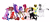 Size: 6762x3000 | Tagged: safe, artist:malinraf1615, artist:theartfox2468, oc, oc only, oc:angel petals, oc:barnburner, oc:estella sparkle, oc:grimm fable, oc:jezza belle, oc:lilac, oc:sol shines, oc:venus red heart, alicorn, earth pony, human, pegasus, pony, unicorn, 2022 community collab, derpibooru community collaboration, absurd resolution, alicorn oc, alternate hairstyle, anklet, attack on titan, bandage, bandana, bedroom eyes, belt, bisexual pride flag, blushing, bone, boots, brazil, can, canada, canadian, canadian flag, chess piece, chest fluff, choker, christianity, clothes, cosplay, costume, crossover, crown, curved horn, deaf, dress, ear piercing, earring, energy drink, eren jaeger, eye clipping through hair, eyebrows, eyebrows visible through hair, eyeshadow, face mask, fangs, female, fingerless gloves, flag, flustered, glasses, gloves, grim reaper, grin, hair over eyes, hair over one eye, hearing aid, heart eyes, hoodie, horn, jacket, jewelry, kissing, leg fluff, leonine tail, lesbian, lip piercing, lipstick, looking at each other, looking at someone, makeup, mare, markings, mask, mismatched socks, monster energy, mouth hold, multicolored hair, necklace, nun outfit, nuzzling, oc x oc, offspring, one eye closed, open mouth, overalls, pants, parent:flash sentry, parent:twilight sparkle, parents:flashlight, piercing, playing card, plushie, pride, pride flag, pride socks, raised hoof, raised leg, regalia, religion, shipping, shirt, shoes, shorts, simple background, sitting, size difference, skirt, smiling, socks, spiked choker, spread wings, stockings, striped socks, sweater, tail, thigh highs, transparent background, underhoof, unshorn fetlocks, wall of tags, wingding eyes, wings