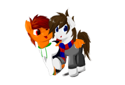 Size: 2500x1700 | Tagged: safe, artist:dianetgx, oc, oc only, oc:jacktor stan, oc:lanzo egan, pegasus, pony, 2022 community collab, derpibooru community collaboration, clothes, looking at you, pegasus oc, scarf, simple background, smiling, standing, striped scarf, transparent background