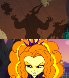 Size: 1920x2160 | Tagged: safe, edit, edited screencap, screencap, adagio dazzle, cozy glow, lord tirek, queen chrysalis, alicorn, centaur, changeling, changeling queen, pony, taur, equestria girls, equestria girls specials, g4, my little pony equestria girls: better together, my little pony equestria girls: sunset's backstage pass, the ending of the end, alicornified, bell, cozycorn, evil laugh, evil smile, female, filly, foal, grin, grogar's bell, high res, laughing, music festival outfit, race swap, smiling, ultimate chrysalis