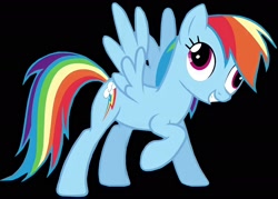 Size: 1964x1406 | Tagged: safe, edit, edited screencap, editor:twilyisbestpone, screencap, rainbow dash, pegasus, pony, g4, background removed, black background, derp, female, raised hoof, simple background, solo