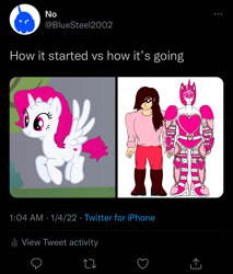 Size: 1170x1373 | Tagged: dead source, safe, artist:theinfinitypower487, oc, oc:heart magic, alicorn, human, alicorn oc, anti-brony, armor, barely pony related, belt, boots, clothes, elbow pads, evening gloves, female, glasses, gloves, helmet, horn, how it started, knee pads, long gloves, meme, meta, muscles, muscular female, op is a duck, op is trying to start shit, shoes, superhero, thigh boots, twitter, twitter link, why, wings, you have become the very thing you swore to destroy