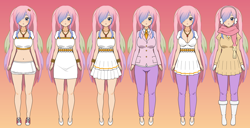 Size: 1366x700 | Tagged: safe, artist:roseprincessmitia, princess celestia, human, g4, blushing, boots, clothes, female, gradient background, humanized, kisekae, looking at you, open mouth, open smile, shoes, smiling, smiling at you, solo