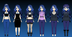 Size: 1366x698 | Tagged: safe, artist:roseprincessmitia, princess luna, human, g4, boots, clothes, female, gradient background, humanized, kisekae, looking at you, multeity, shoes, smiling, smiling at you, solo