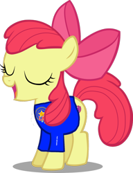 Size: 1280x1663 | Tagged: safe, apple bloom, earth pony, pony, g4, bow, clothes, hair bow, shirt, simple background, singing, solo, t-shirt, transparent background