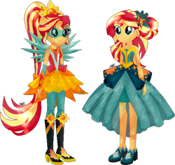 Size: 608x575 | Tagged: safe, artist:mairu-doggy, artist:selenaede, sunset shimmer, equestria girls, g4, my little pony equestria girls: legend of everfree, bare shoulders, base used, boots, clothes swap, crystal guardian, crystal wings, high heel boots, shoes, simple background, sleeveless, solo, strapless, transparent background, wings