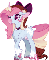 Size: 800x977 | Tagged: safe, artist:khimi-chan, oc, oc only, oc:neigh-apolitan, cow, cow pony, bow, deviantart watermark, eyelashes, hair bow, heart eyes, obtrusive watermark, simple background, transparent background, udder, unshorn fetlocks, watermark, wingding eyes