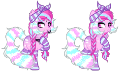 Size: 4000x2400 | Tagged: safe, artist:kyannepopys, oc, oc only, earth pony, pony, base used, clothes, duo, earth pony oc, hoof on chest, nose piercing, nose ring, piercing, raised hoof, simple background, smiling, socks, striped socks, transparent background