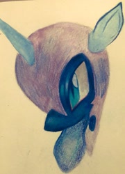 Size: 1478x2048 | Tagged: safe, artist:ponywizards, nightmare moon, alicorn, pony, g4, bust, helmet, solo, traditional art, wip
