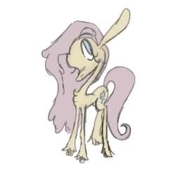 Size: 861x861 | Tagged: safe, artist:ponywizards, fluttershy, pony, g4, big ears, chest fluff, doodle, simple background, solo, upscaled, white background, wingless