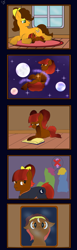 Size: 800x2600 | Tagged: safe, artist:schumette14, oc, oc:fire agata, alternate universe, bluebellunievrse, comics, moon, multiverse, next generation, offspring, parent:cheese sandwich, parent:maud pie, parent:pierre, parent:toasty cheese, parents:cheesemaud, r63 shipping, rule 63, space, story in the source, story included