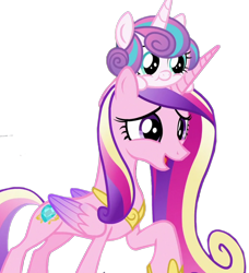 Size: 1140x1249 | Tagged: safe, edit, edited screencap, editor:twilyisbestpone, screencap, princess cadance, princess flurry heart, alicorn, pony, g4, road to friendship, season 8, baby, baby pony, background removed, cute, duo, duo female, female, flurry heart riding cadance, flurrybetes, folded wings, horn, mare, mother and child, mother and daughter, open mouth, open smile, ponies riding ponies, pony hat, raised hoof, riding, simple background, smiling, transparent background, wings