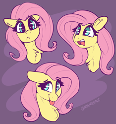 Size: 2734x2922 | Tagged: safe, artist:graphene, fluttershy, pegasus, pony, :<, :c, :p, aside glance, bust, chest fluff, cute, d:, emotions, female, floppy ears, frown, high res, looking at you, mare, open mouth, portrait, shyabetes, smiling, solo, three quarter view, tongue out