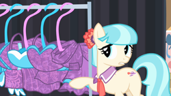 Size: 1920x1080 | Tagged: safe, screencap, coco pommel, earth pony, pony, g4, rarity takes manehattan, season 4, female, mare, raised hoof, solo