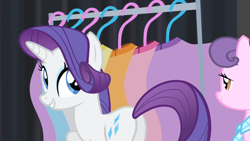 Size: 1920x1080 | Tagged: safe, screencap, rarity, suri polomare, earth pony, pony, unicorn, g4, rarity takes manehattan, season 4, butt, female, looking back, mare, plot, rearity