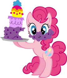 Size: 2270x2642 | Tagged: safe, artist:ernestboy, pinkie pie, earth pony, pony, g4, bipedal, cake, female, food, high res, looking at you, simple background, stock vector, transparent background, vector