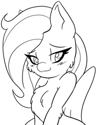 Size: 1565x2042 | Tagged: safe, artist:steelsoul, fluttershy, pegasus, pony, g4, female, lineart, looking at you, mare, monochrome