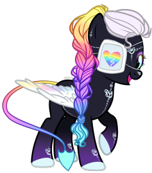 Size: 2100x2400 | Tagged: safe, artist:kyannepopys, oc, oc only, pegasus, pony, base used, braid, colored hooves, eyelashes, eyepatch, female, high res, mare, pegasus oc, raised hoof, simple background, solo, tattoo, transparent background, wings