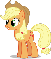 Size: 4990x5821 | Tagged: safe, artist:moonlight bloom, applejack, earth pony, pony, g4, season 5, the mane attraction, .svg available, absurd resolution, applejack's hat, cowboy hat, female, hat, mare, simple background, smiling, solo, standing, svg, transparent background, vector