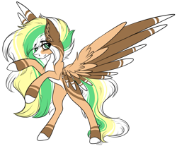 Size: 981x814 | Tagged: safe, artist:beamybutt, oc, oc only, pegasus, pony, colored hooves, ear fluff, male, offspring, parent:applejack, parent:prince blueblood, parents:bluejack, pegasus oc, rearing, simple background, solo, stallion, story included, transparent background, wings