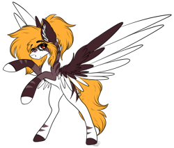 Size: 3453x2941 | Tagged: safe, artist:beamybutt, oc, oc only, pegasus, pony, colored wings, ear fluff, high res, male, rearing, simple background, solo, stallion, transparent background, two toned wings, wings