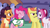 Size: 1920x1080 | Tagged: safe, screencap, cayenne, citrus blush, pinkie pie, saffron masala, earth pony, pony, unicorn, g4, my little pony: friendship is magic, season 6, spice up your life, ^^, annoyed, background pony, clothes, eyes closed, female, grin, mare, smiling, unamused