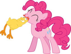 Size: 2812x2132 | Tagged: safe, artist:emedina13, pinkie pie, earth pony, pony, dragonshy, g4, season 1, chimkin, eyes closed, high res, rubber chicken, simple background, transparent background, vector