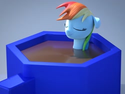 Size: 1600x1200 | Tagged: safe, artist:aleshi, rainbow dash, pegasus, pony, g4, 3d, blender, blender cycles, coffee, coffee mug, cup of pony, eyes closed, micro, mug, relaxed, relaxing, solo