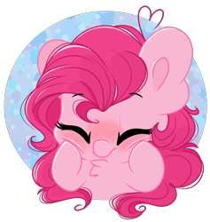 Size: 2440x2571 | Tagged: safe, artist:emberslament, pinkie pie, earth pony, pony, g4, chest fluff, curly hair, cute, diapinkes, eyes closed, female, happy, high res, icon, mare, simple background, solo, squishy cheeks, transparent background