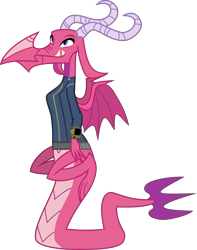 Size: 6938x8786 | Tagged: safe, artist:jeatz-axl, artist:php170, edit, vector edit, ballista, dragon, fallout equestria, g4, gauntlet of fire, absurd resolution, background dragon, clothes, dragoness, fallout, female, jumpsuit, pipboy, simple background, sitting on tail, solo, tail, tail stand, tailchair, teenaged dragon, transparent background, vault suit, vector