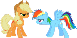 Size: 3508x1709 | Tagged: safe, artist:emedina13, applejack, rainbow dash, scootaloo, earth pony, pegasus, pony, fall weather friends, g4, season 1, duo, female, messy mane, messy wings, simple background, transparent background, vector