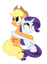 Size: 2108x2846 | Tagged: safe, artist:glitched-nimbus, applejack, rarity, earth pony, pony, unicorn, g4, look before you sleep, season 1, duo, female, high res, holding each other, looking up, not shipping, simple background, transparent background, vector