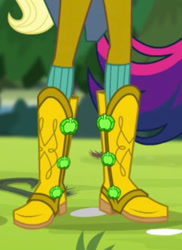 Size: 470x647 | Tagged: safe, screencap, applejack, equestria girls, g4, my little pony equestria girls: legend of everfree, boots, boots shot, cowboy boots, cropped, crystal guardian, legs, pictures of legs, shoes
