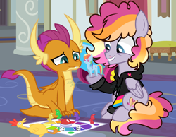 Size: 1802x1398 | Tagged: dead source, safe, artist:cheekycheesefan101, boneless, rainbow dash, smolder, oc, oc:jelly jamberry, pegasus, pony, g4, clothes, hoodie, male, mask, teenager, toy